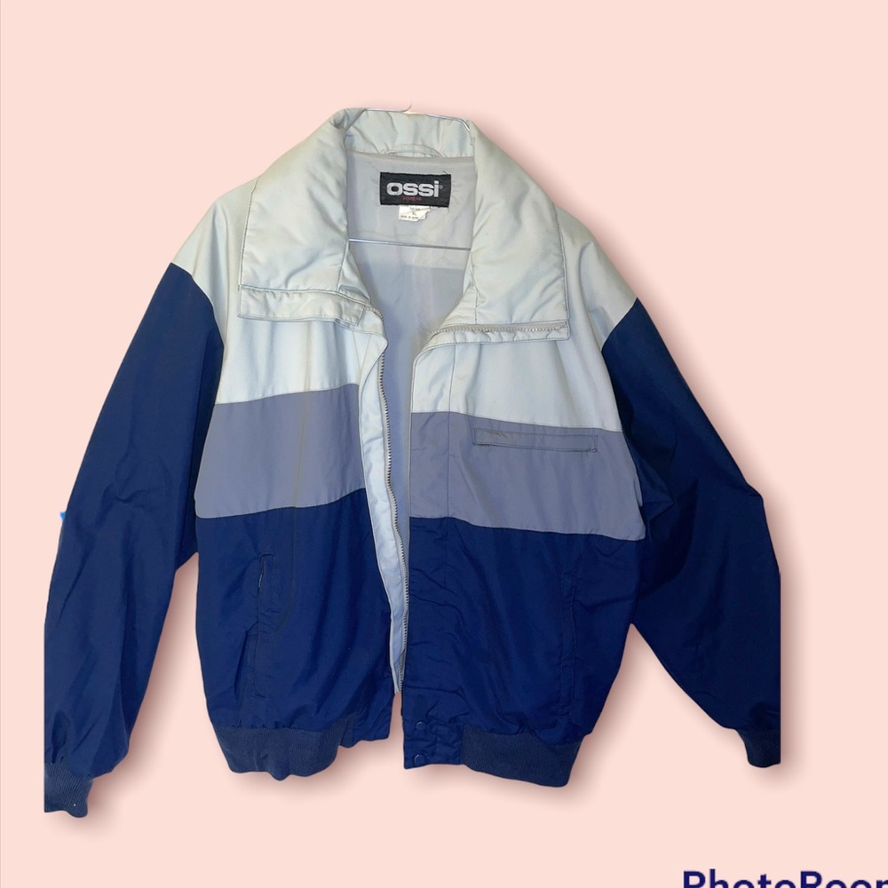 Blue and gray men’s vintage OSSI wind jacket